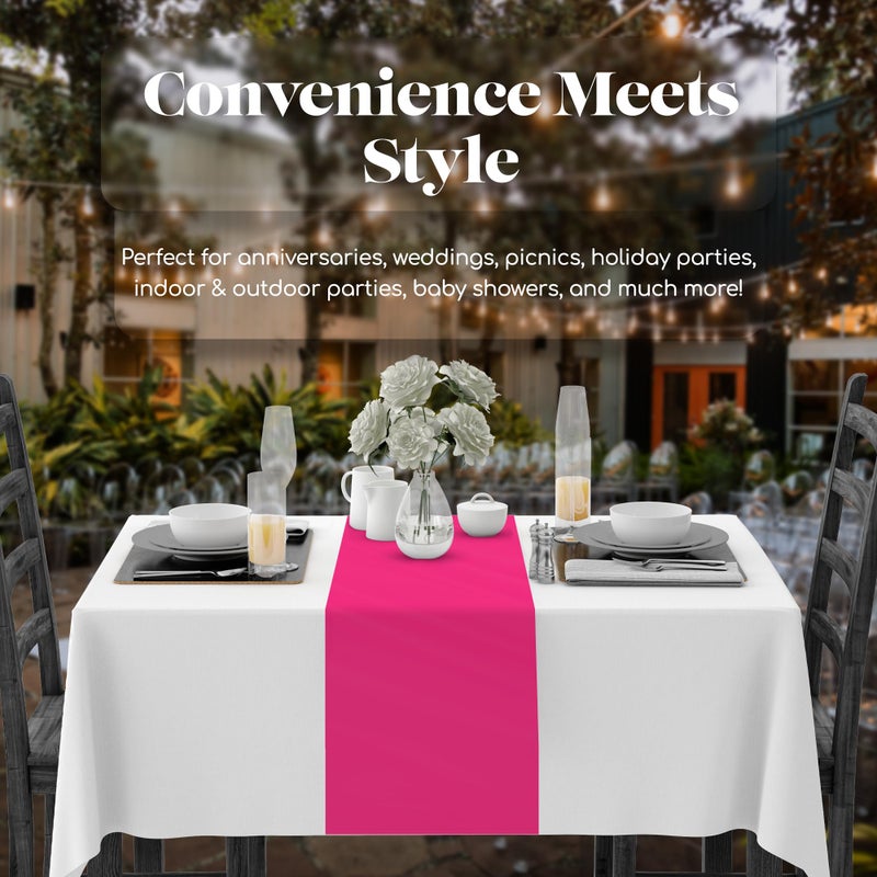 Grandipity Hot Pink 12 Pack Premium Disposable Plastic Table Runner 14 x 108 Inch. Table Runner for Dinner Parties & Events by Grandipity - Image 3